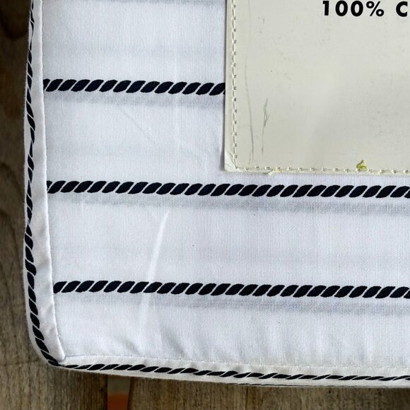 Tommy Hilfiger Navy Blue Rope Stripe QUEEN Size Sheet Set Crisp Cotton Percale - Picture 3 of 6